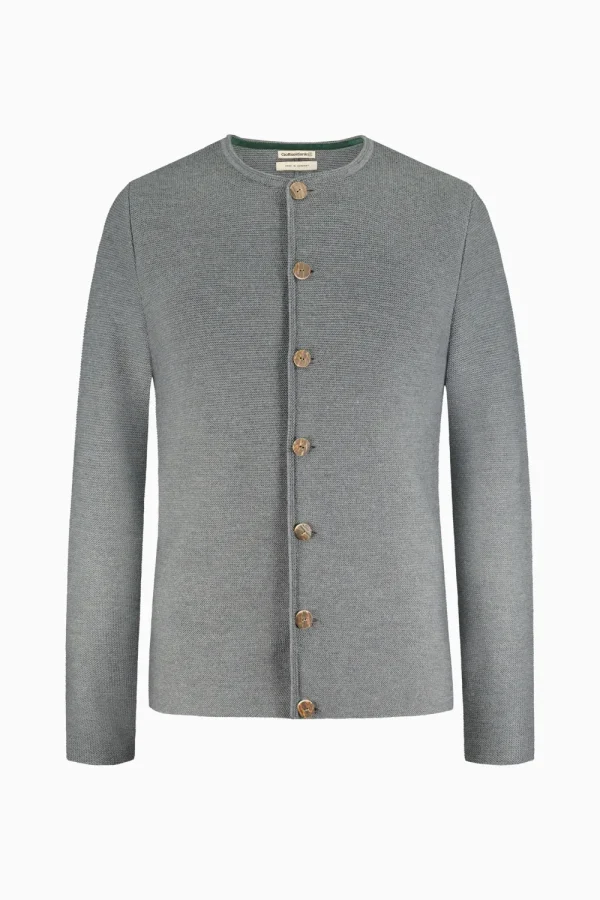Strick^Gottseidank Herrenstrickjacke Anselm Uni Zinngrau