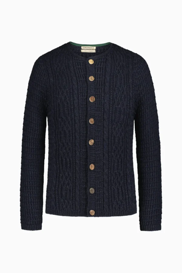 Strick^Gottseidank Herrenstrickjacke Anton Uni carbonblau